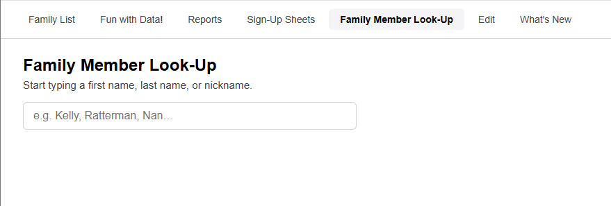 The Look-Up search box with a name typed in and a drop-down list of matching people.